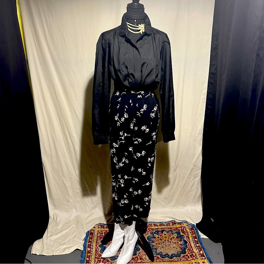 Vintage Floral Print Rayon Pants Size 4